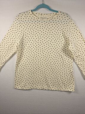 Gudrun Sjödén Polka Dot Organic Cotton Top L Cream Black Long Sleeve Minimalist